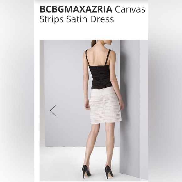 NWOT BCBGMAXAZRIA Canvas strips satin mini dress size 8 - Picture 4 of 9